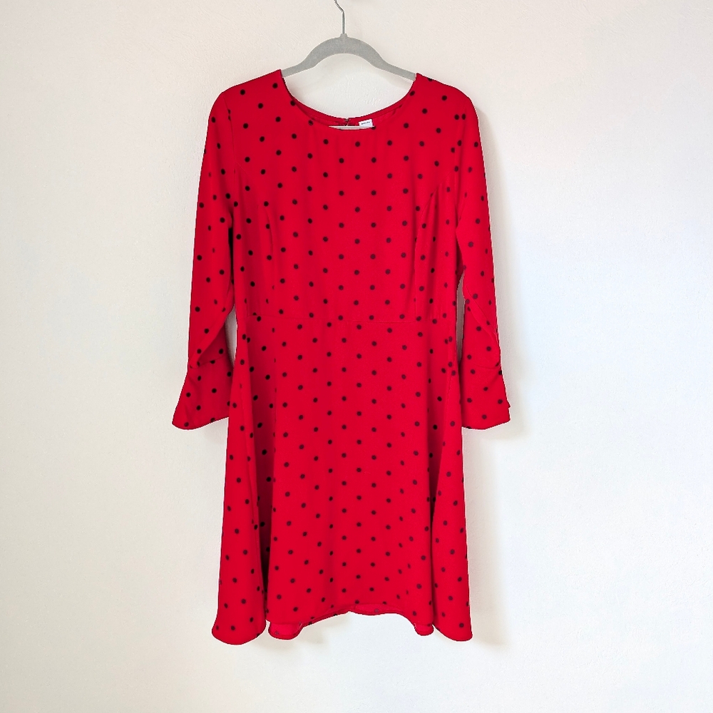 Old Navy Red Polkadot Midi Dress Size L
